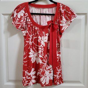 NWT Sonoma Floral Print Bow Top Size Small